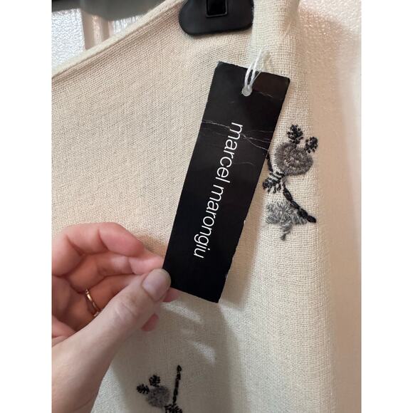 NWT Vintage Marcel Marongiu Ivory Embroidered Floral Maxi Skirt Size 40 - Picture 16 of 16